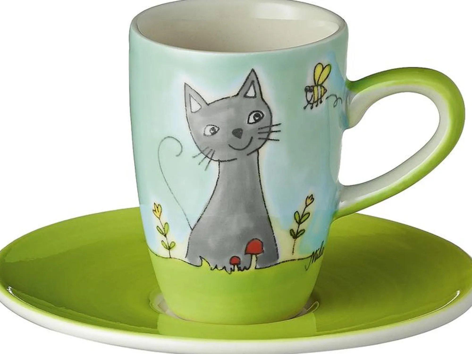 Clearance Mila Espressotasse Katze in Blumenwiese Geschirr